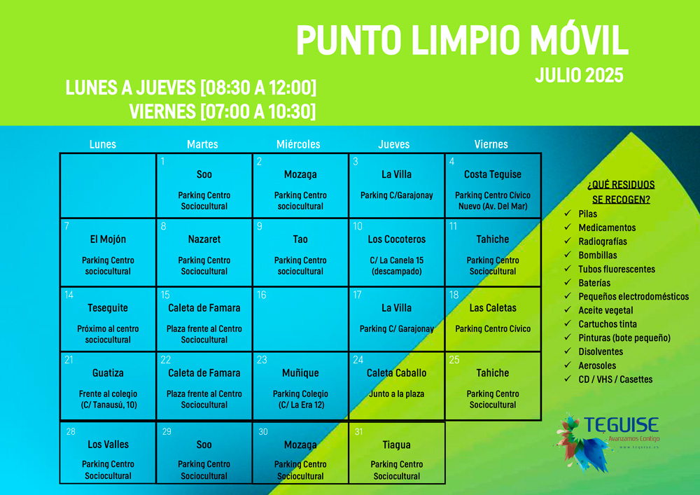 Calendario Punto Limpio Móvil